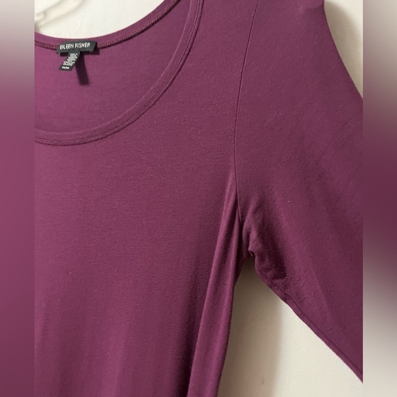 Eileen Fisher Women’s Purple 3/4 sleeve Size Medium Shapeless Dress - Picture 3 of 7